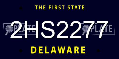 2HS2277 Delaware License Plate