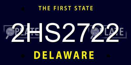 2HS2722 Delaware License Plate
