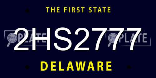 2HS2777 Delaware License Plate