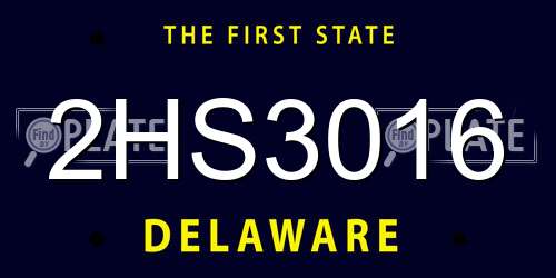 2HS3016 Delaware License Plate