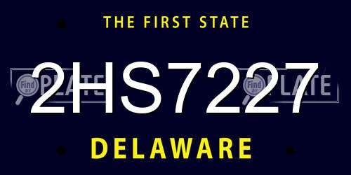 2HS7227 Delaware License Plate