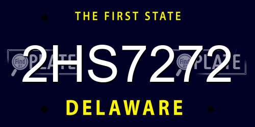 2HS7272 Delaware License Plate