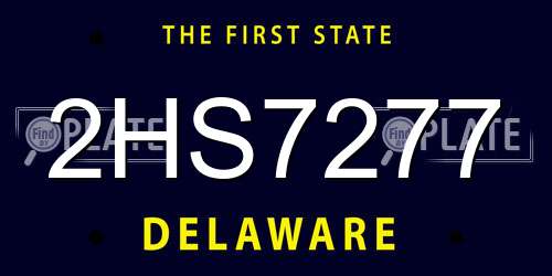 2HS7277 Delaware License Plate