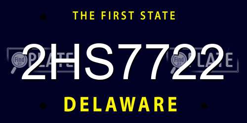 2HS7722 Delaware License Plate