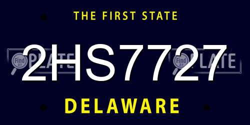 2HS7727 Delaware License Plate