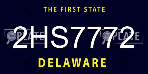 2HS7772 Delaware License Plate