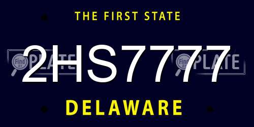 2HS7777 Delaware License Plate