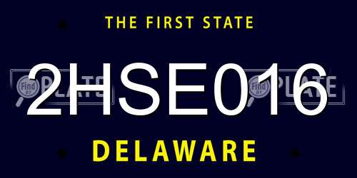 2HSE016 Delaware License Plate