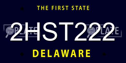 2HST222 Delaware License Plate