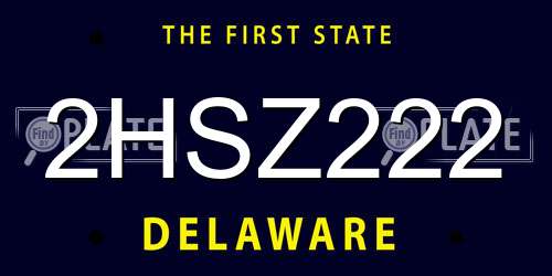 2HSZ222 Delaware License Plate