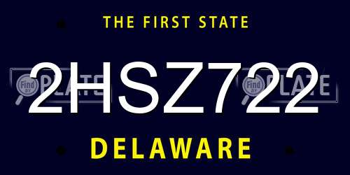 2HSZ722 Delaware License Plate