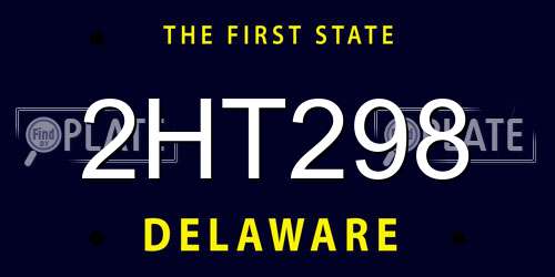 2HT298 Delaware License Plate
