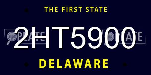 2HT5900 Delaware License Plate