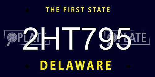 2HT795 Delaware License Plate
