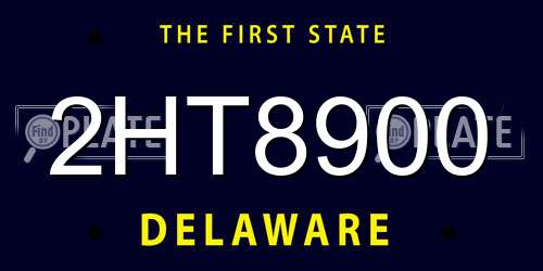 2HT8900 Delaware License Plate