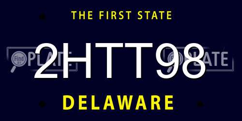 2HTT98 Delaware License Plate