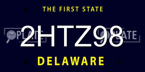 2HTZ98 Delaware License Plate