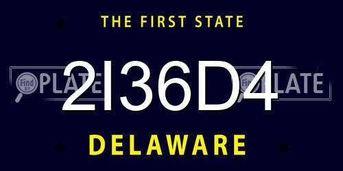 2I36D4 Delaware License Plate