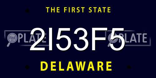 2I53F5 Delaware License Plate