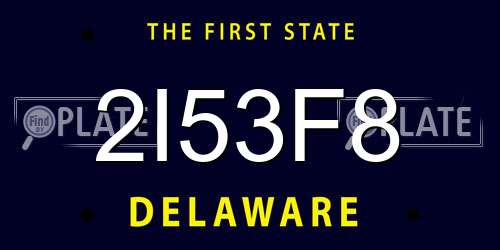 2I53F8 Delaware License Plate