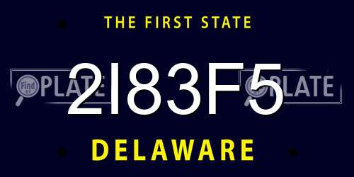 2I83F5 Delaware License Plate