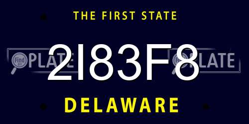 2I83F8 Delaware License Plate