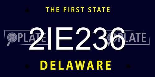 2IE236 Delaware License Plate
