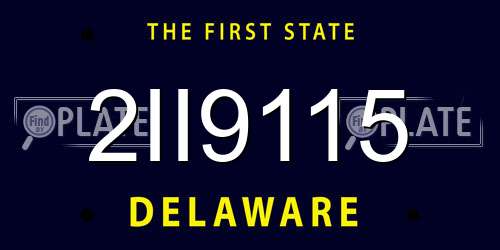 2II9115 Delaware License Plate