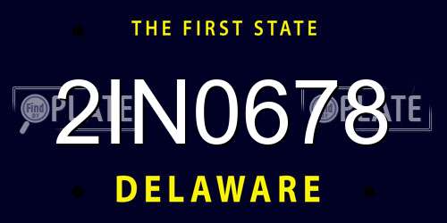 2IN0678 Delaware License Plate