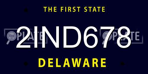 2IND678 Delaware License Plate