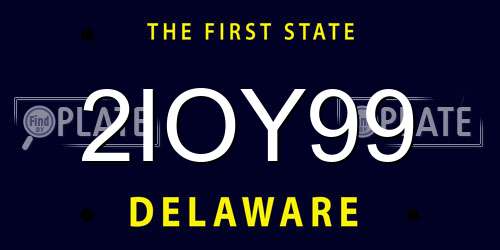 2IOY99 Delaware License Plate