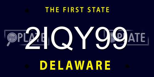 2IQY99 Delaware License Plate