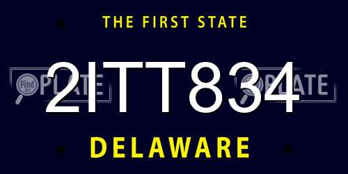 2ITT834 Delaware License Plate