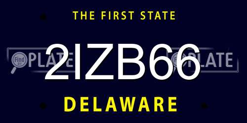 2IZB66 Delaware License Plate