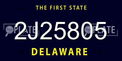 2J25805 Delaware License Plate