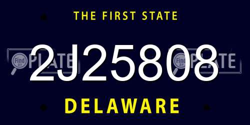 2J25808 Delaware License Plate