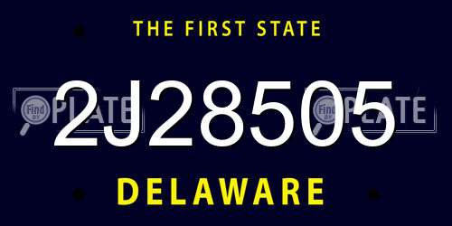 2J28505 Delaware License Plate