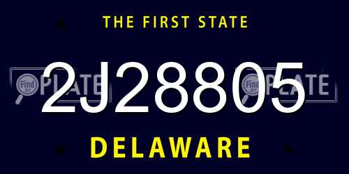 2J28805 Delaware License Plate