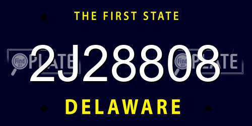 2J28808 Delaware License Plate