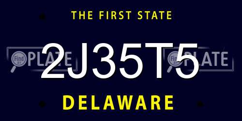 2J35T5 Delaware License Plate