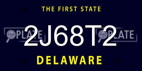 2J68T2 Delaware License Plate