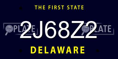 2J68Z2 Delaware License Plate
