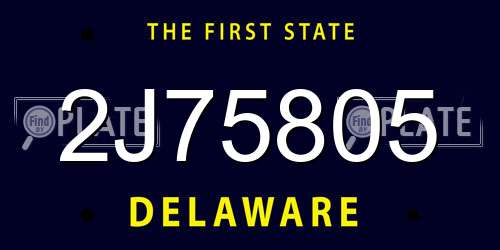 2J75805 Delaware License Plate