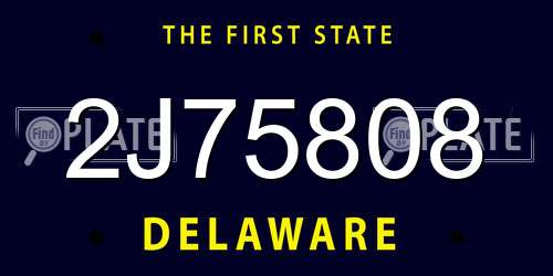 2J75808 Delaware License Plate