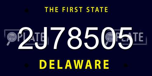 2J78505 Delaware License Plate