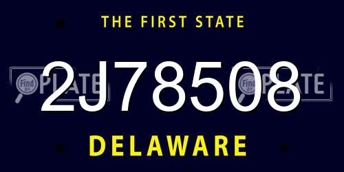 2J78508 Delaware License Plate