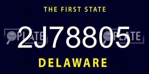 2J78805 Delaware License Plate