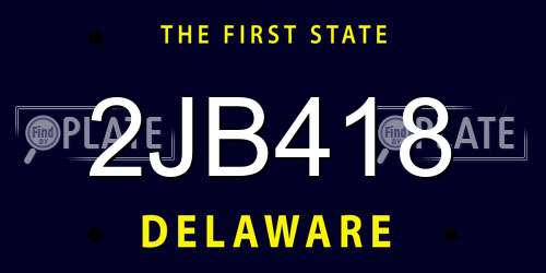 2JB418 Delaware License Plate