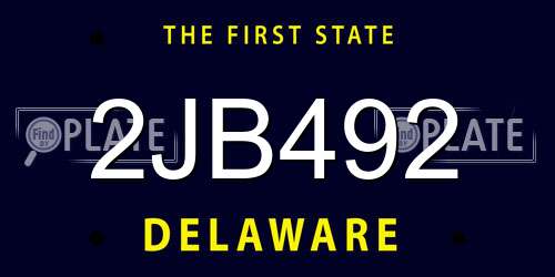 2JB492 Delaware License Plate