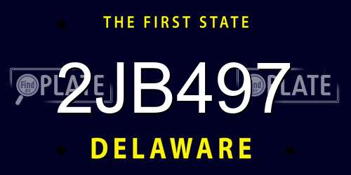 2JB497 Delaware License Plate